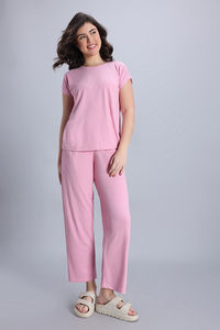 Zivame 2 Mile Fashion Knit Poly Loungewear Set - Cameo Pink — thumbnail 3